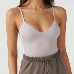 Joah Brown Slimming Triangle Ribbed Stretchy Camisole Tank Top Lilac Purple XS/S